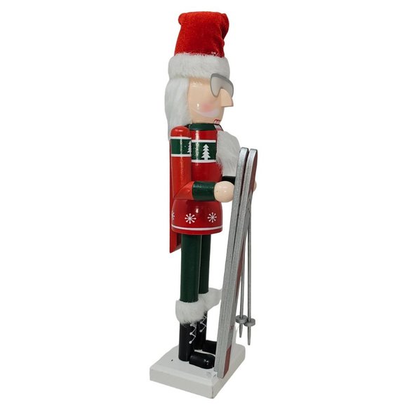 Skier Skiing with Poles and Skis 16" Wood Nutcracker - Christmas Gift - Picture 2 of 4